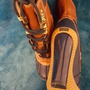 Michael Kors blue leather boots